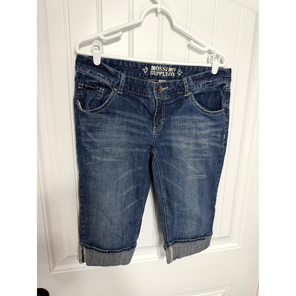 Mossimo Denim Bermuda Shorts Womens 13 Blue Cuffed Mid Rise Fit 6